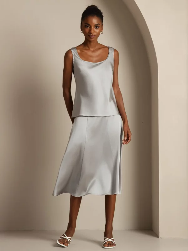 Women's 19Momme Silk Sleeveless U Neck Satin Tank Top - Image 8