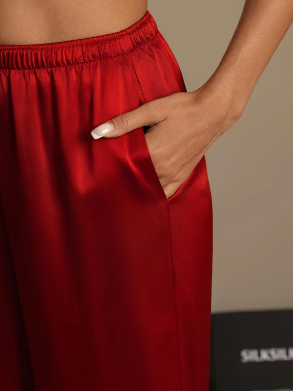 19Momme women's 100% Mulberry Silk Wide Leg Pants - Image 10