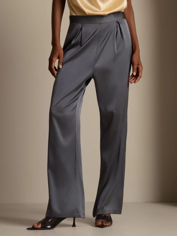 19Momme Women's mulberry Silk High Waist Wide Leg Pants - Image 9
