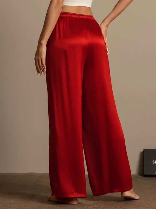 19Momme women's 100% Mulberry Silk Wide Leg Pants - Image 9