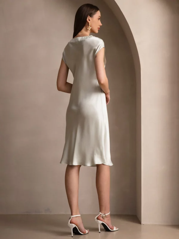 100% Mulberry Silk V-Neck Cap Sleeve Nightgown & Lounge dress - Image 3