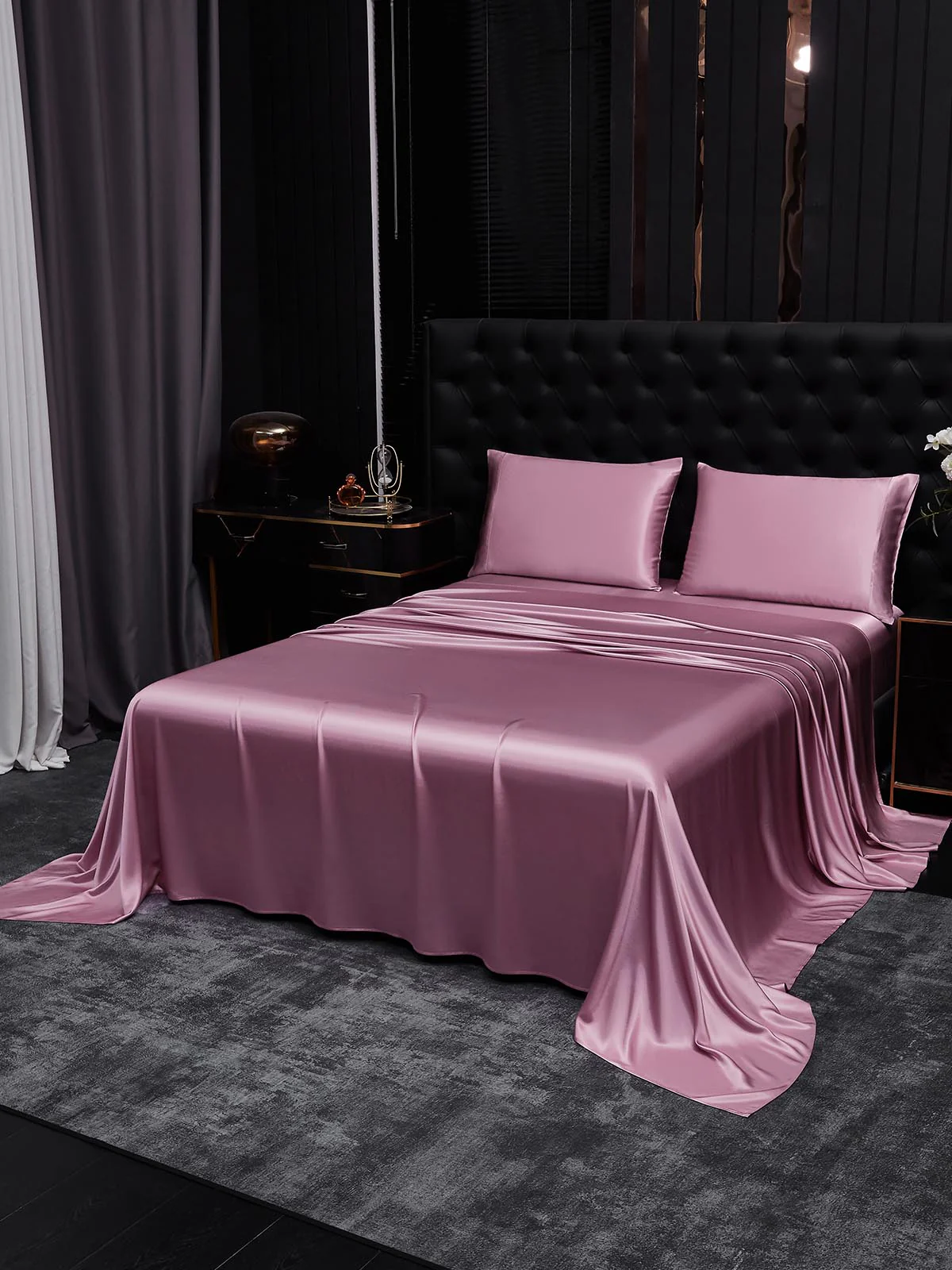 19Momme 4Pcs pure mulberry Silk bedding Set Fitted&Flat Sheets+2x Pillowcases - Image 1