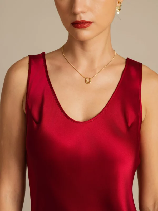 Women's mulberry Silk Sleeveless U-Neck Short Nightgown & Lounge dress - Image 6