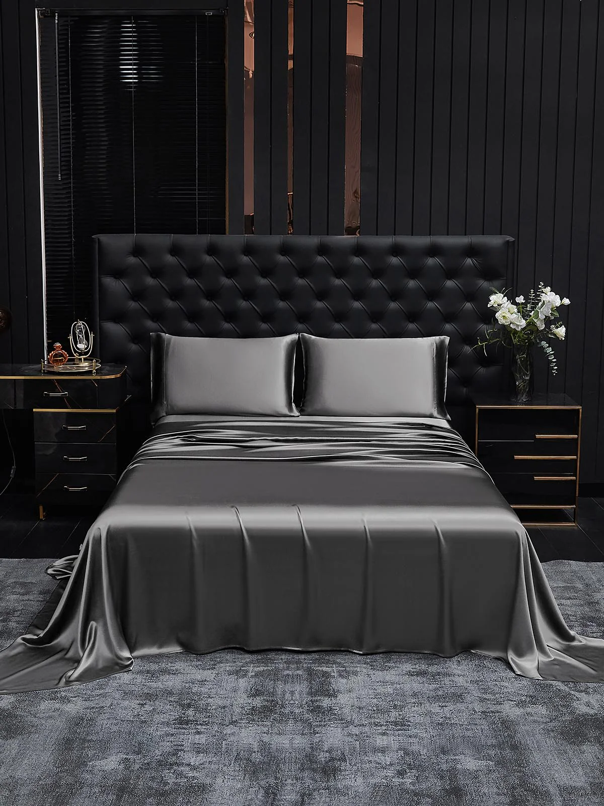 19Momme 4Pcs pure mulberry Silk bedding Set Fitted&Flat Sheets+2x Pillowcases - Image 2