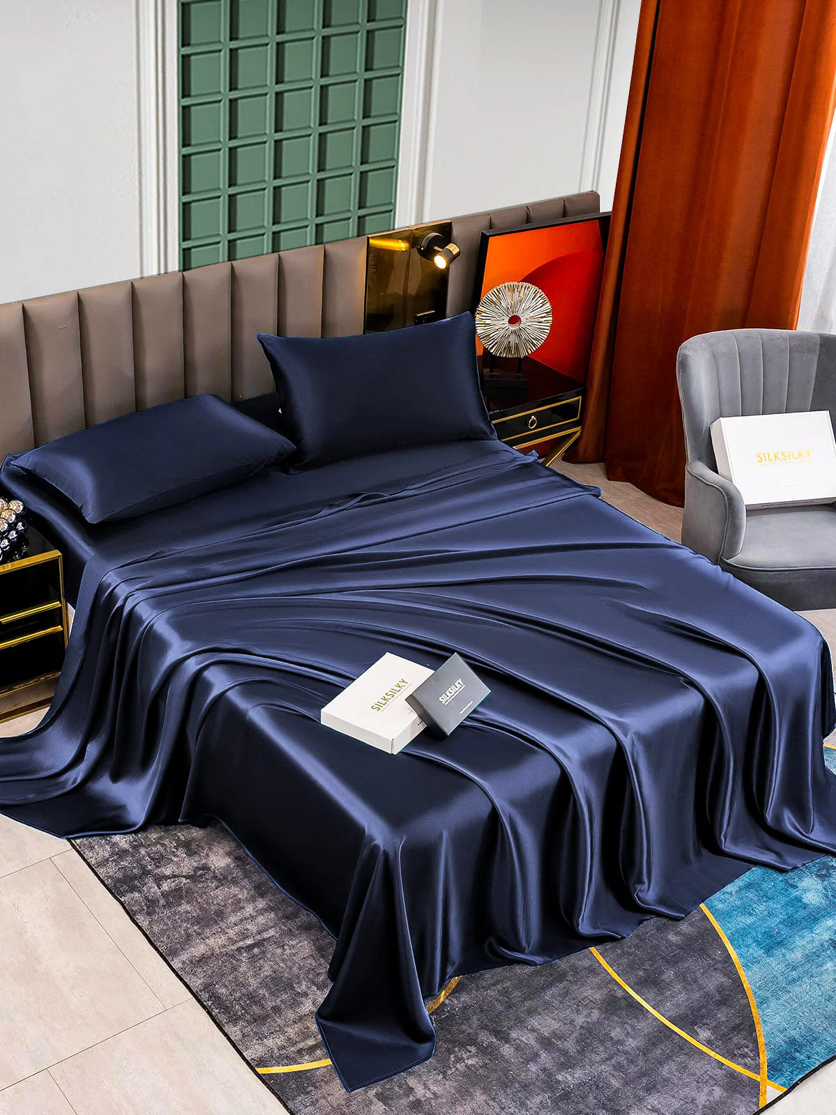 25Momme 4Pcs 100% mulberry Silk bedding Set Fitted&Flat Sheets+2x Pillowcases - Image 12