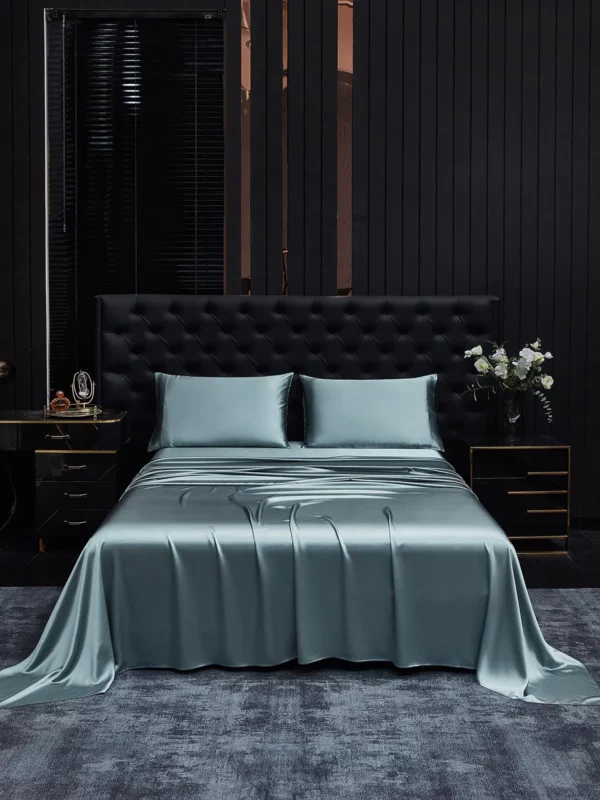 19Momme 4Pcs pure mulberry Silk bedding Set Fitted&Flat Sheets+2x Pillowcases - Image 15