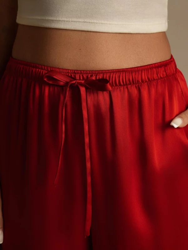 19Momme women's 100% Mulberry Silk Wide Leg Pants - Image 11