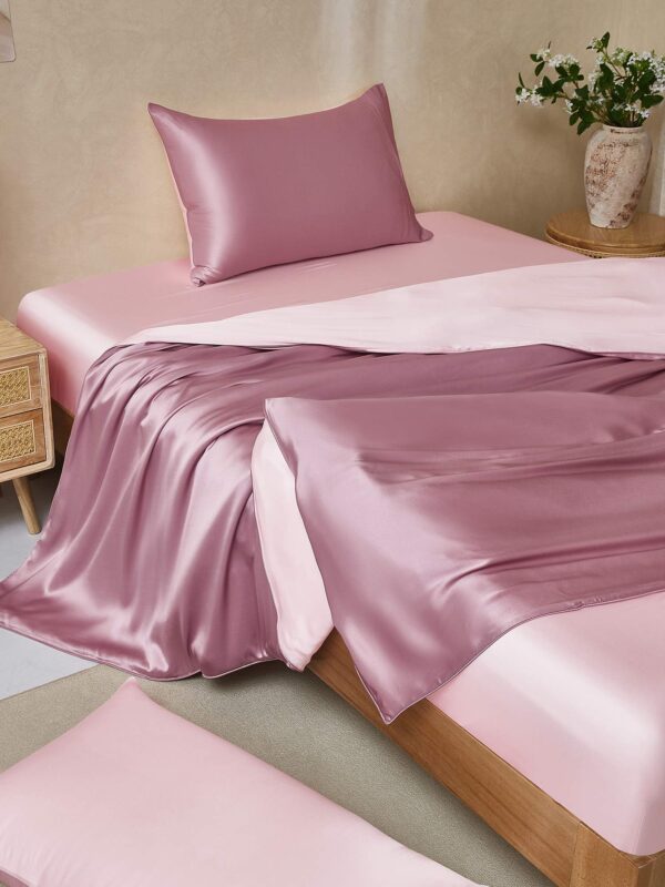 25Momme 4Pcs 100% mulberry Silk bedding Set Duvet Cover+Fitted Sheet+2x Pillowcases - Image 5