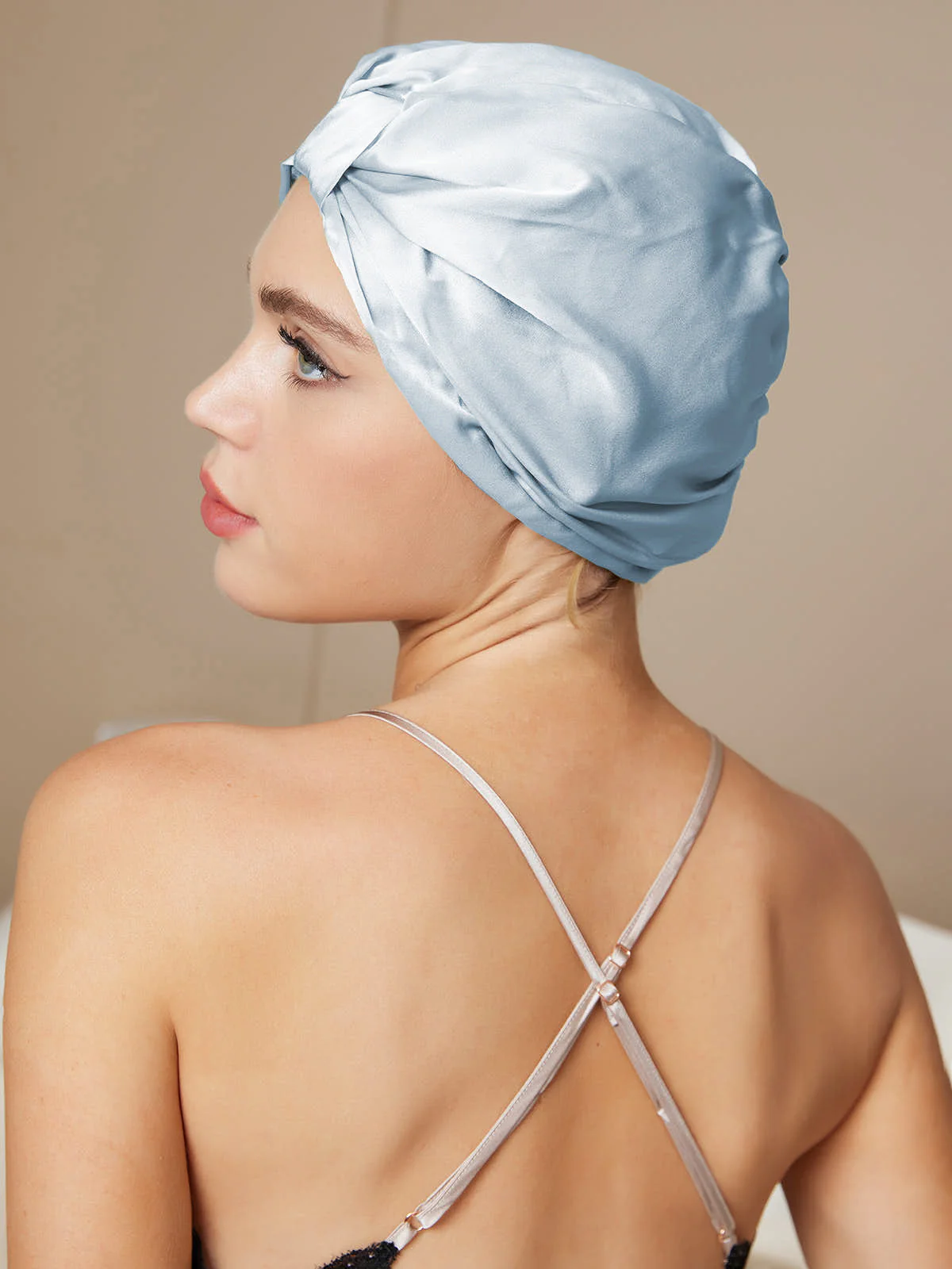 19 Momme 100% mulberry Silk Night Turban Bonnet with elasticized back - Image 4