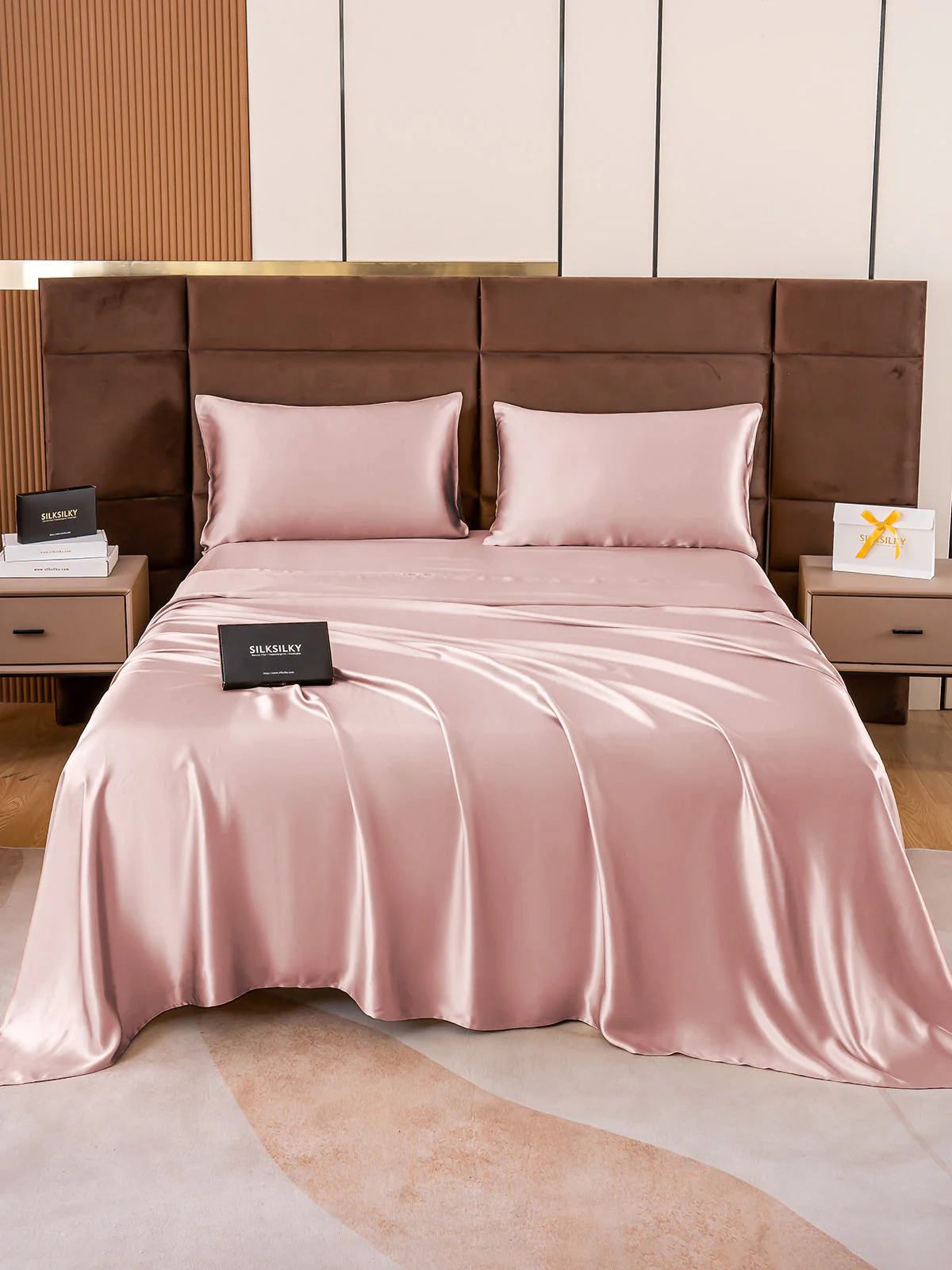 19Momme 4Pcs pure mulberry Silk bedding Set Fitted&Flat Sheets+2x Pillowcases - Image 9