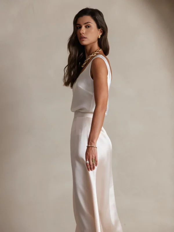 Women's 19Momme Silk Sleeveless U Neck Satin Tank Top - Image 6