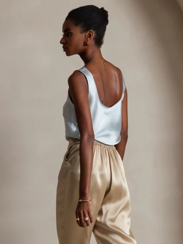 Women's 19Momme Silk Sleeveless U Neck Satin Tank Top - Image 14