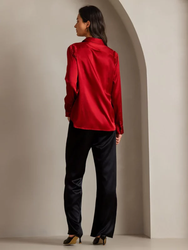 mulberry Silk 19Momme Long Lapel Collar Women's Shirt with Button Up Design - Image 6