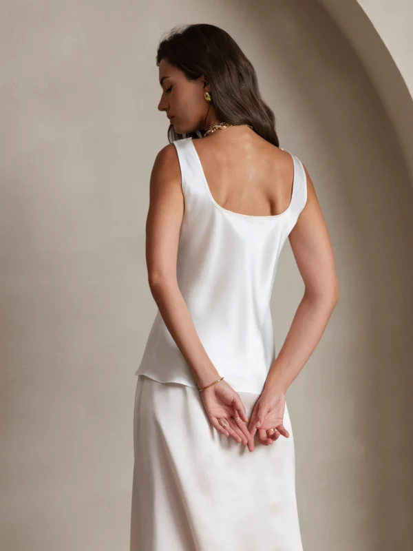 Women's 19Momme Silk Sleeveless U Neck Satin Tank Top - Image 5