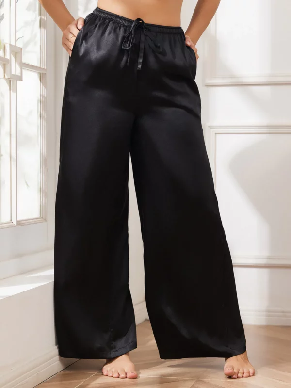 19Momme women's 100% Mulberry Silk Wide Leg Pants - Image 12