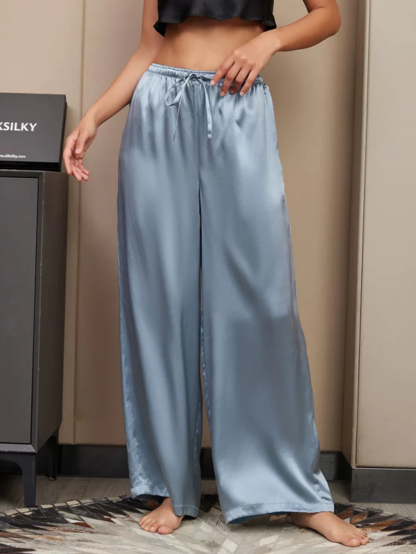 19Momme women's 100% Mulberry Silk Wide Leg Pants - Image 15