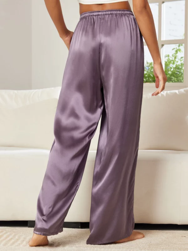 19Momme women's 100% Mulberry Silk Wide Leg Pants - Image 7