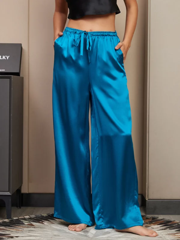 19Momme women's 100% Mulberry Silk Wide Leg Pants - Image 16