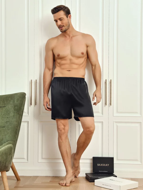 100% mulberry Silk men's Lounge Shorts - Image 3