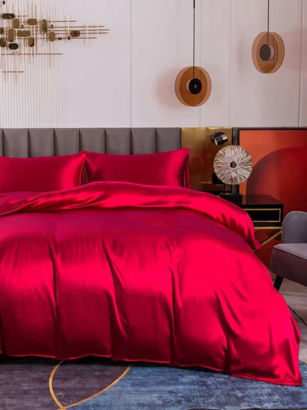 19Momme 4Pcs 100% mulberry Silk bedding Set Duvet Cover+Fitted Sheet+2x Pillowcases