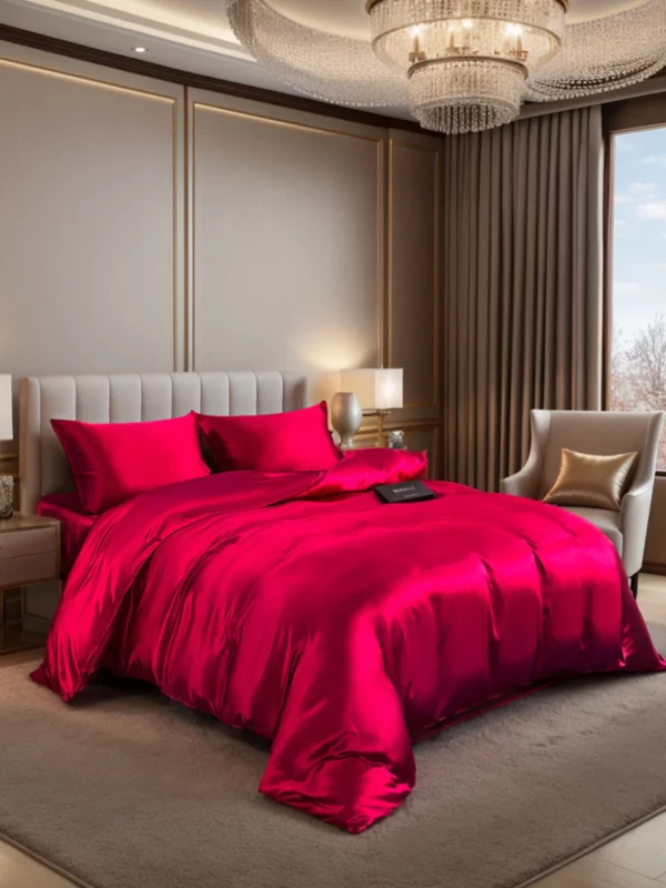 25Momme 4Pcs 100% mulberry Silk bedding Set Duvet Cover+Fitted Sheet+2x Pillowcases - Image 15