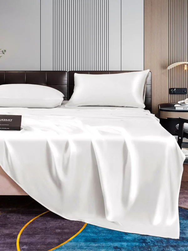 22Momme Silk 4Pcs bedding Set Fitted&Flat Sheets+2x Pillowcases - Image 5