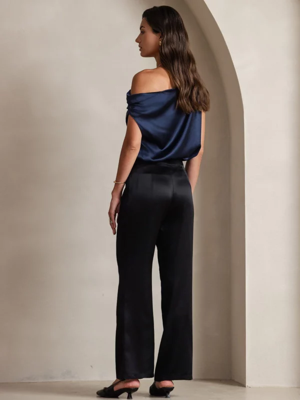 19Momme Women's mulberry Silk High Waist Wide Leg Pants - Image 8